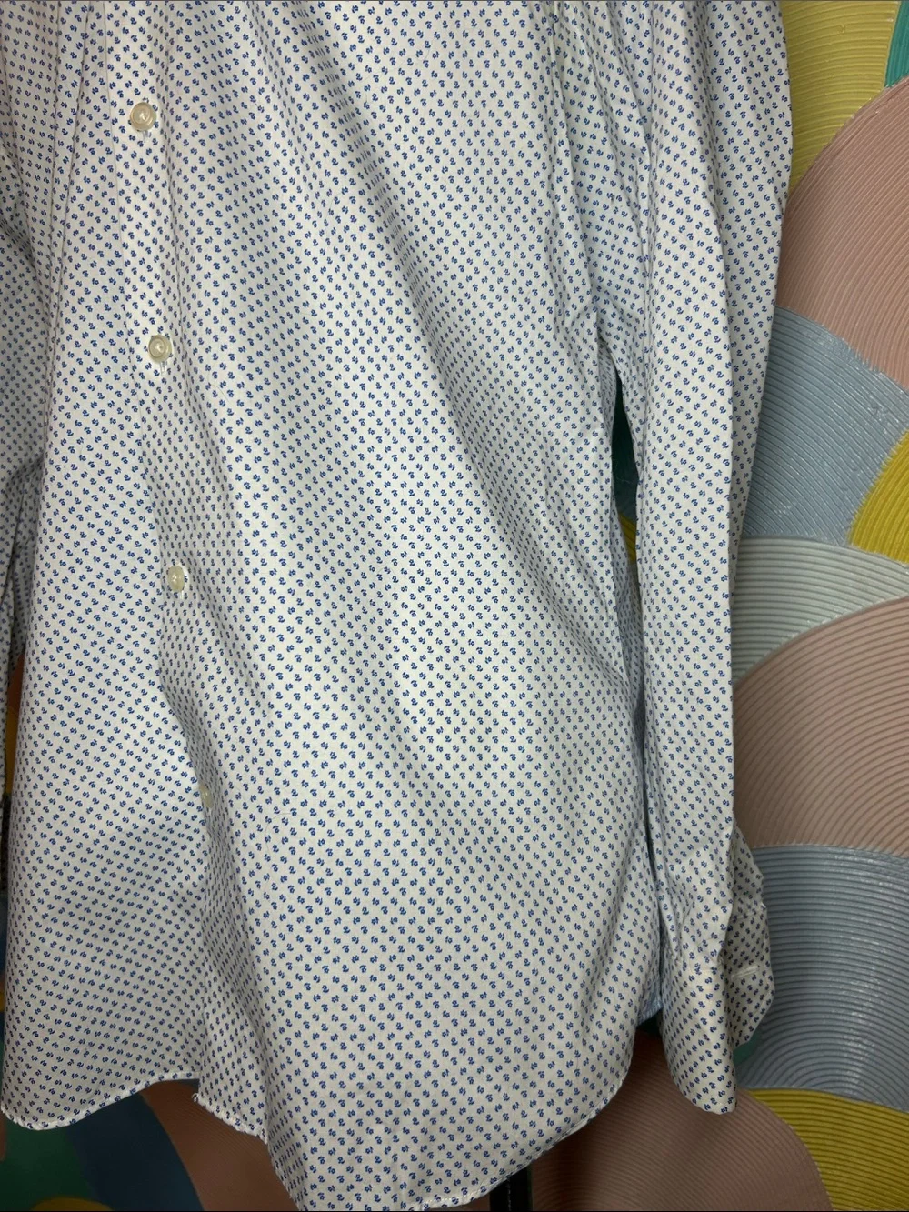 Banana Republic Men's White Micro-Print Button-Down Shirt sz M 100%